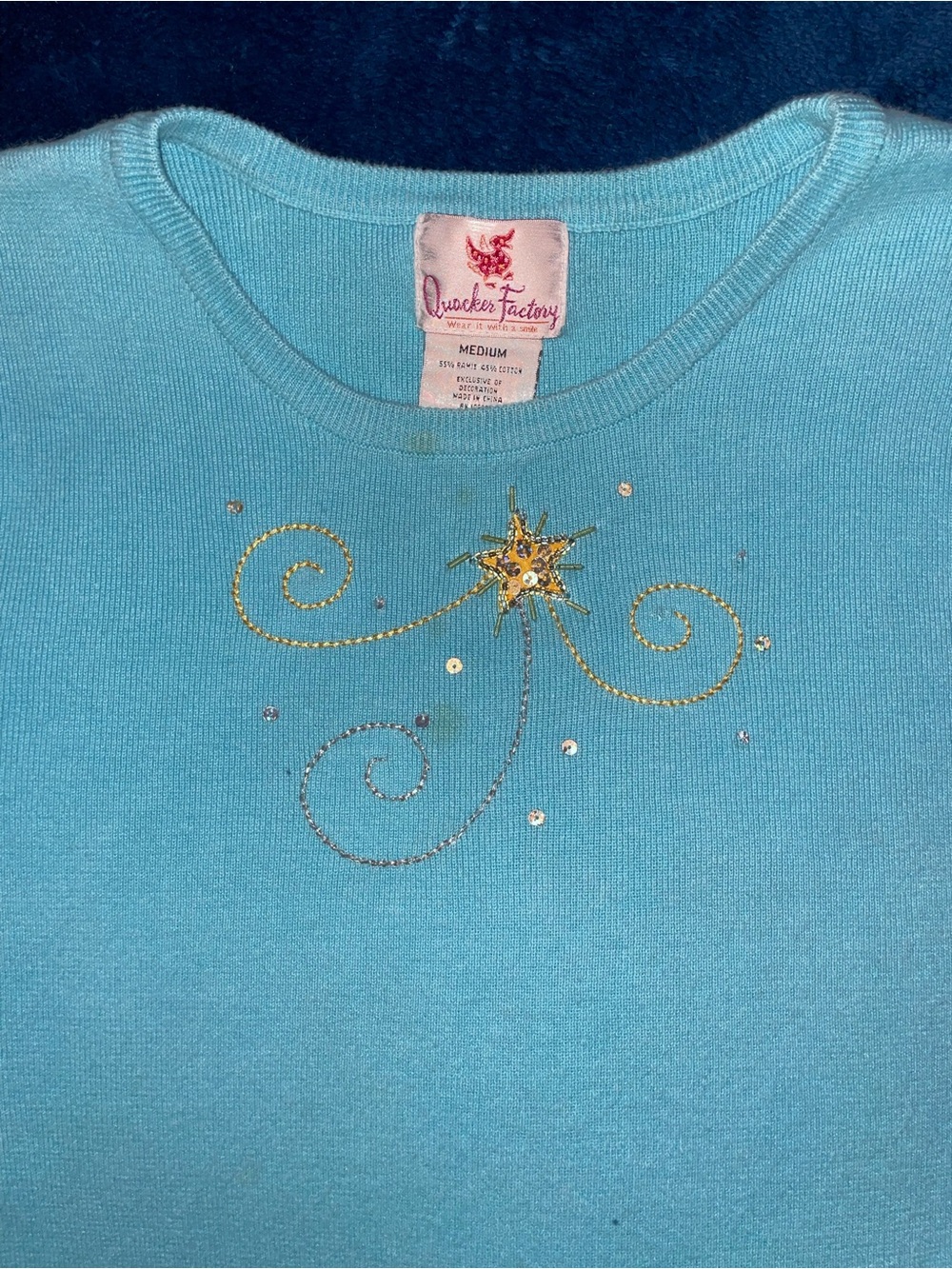 Quacker Factory Light Blue Embellished Sweater Top Set - Picture 7 of 9